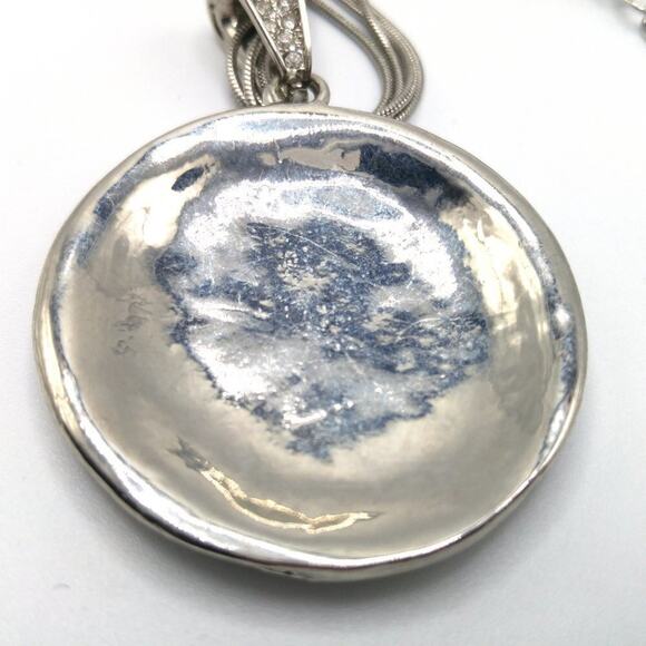 Chico’s Silver Tone Pave Rhinestone Pendant Necklace Multi Snake Chain - Picture 8 of 9